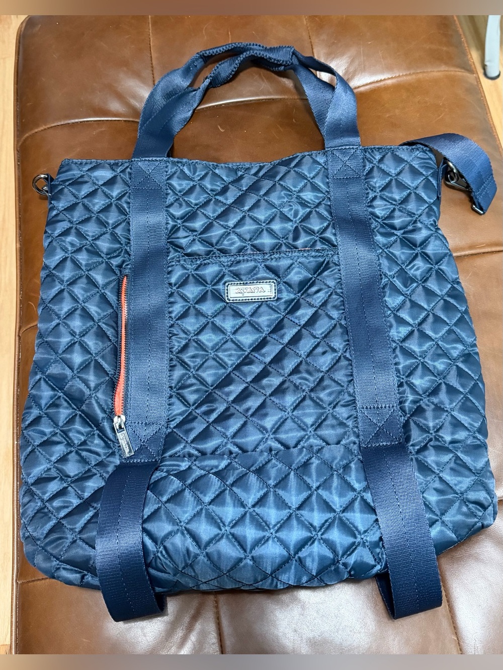 Lovely navy blue quilted tote bag
